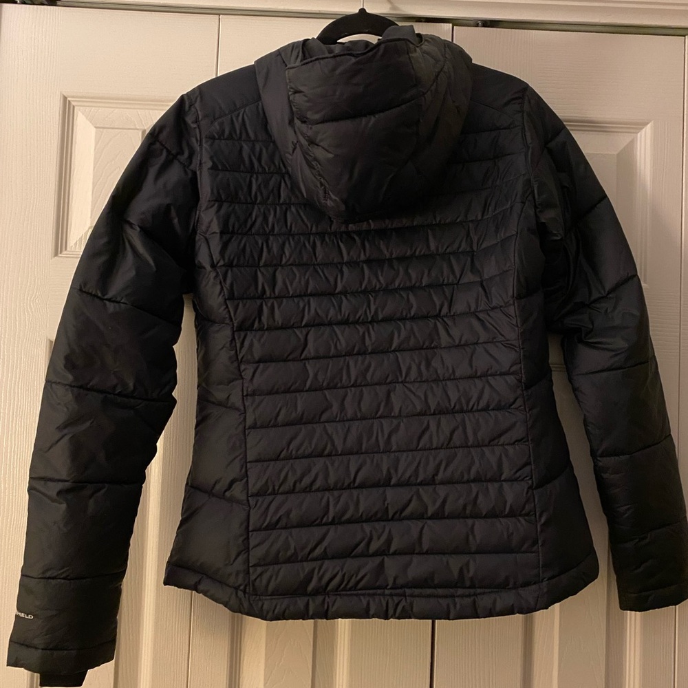 Columbia Powder Pillow Black Puffer Hooded Jacket Woman’s Size Medium Ski Snow - Picture 5 of 6